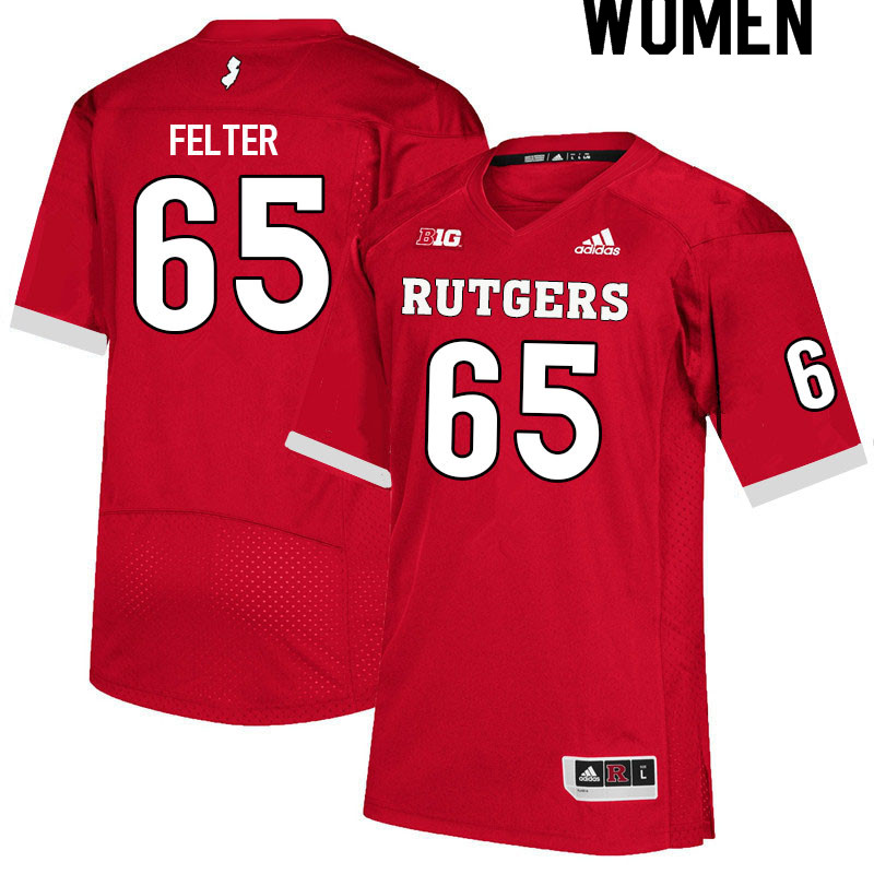Women #65 Bryan Felter Rutgers Scarlet Knights College Football Jerseys Sale-Scarlet - Click Image to Close